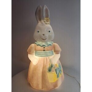 Vintage Carolina Enterprises Plastic Blow Mold Mrs Easter Bunny Rabbit 1994